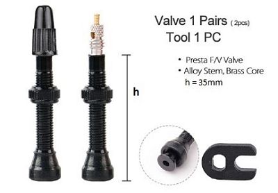 Превью  Ниппель для бескамерного обода NONAME 35mm Tubeless Presta Valve Black